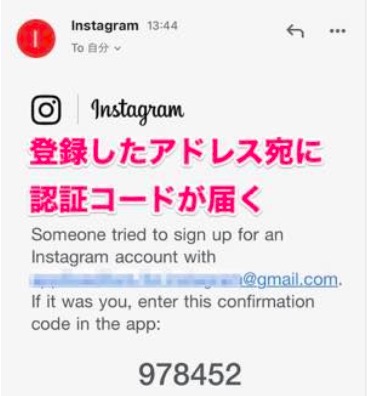 インスタ認証コード入力